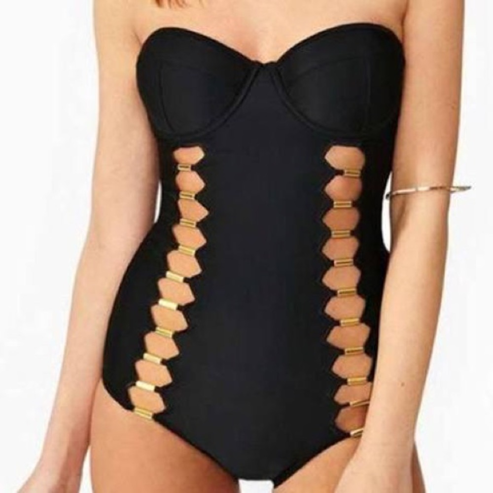 Nasty Gal Black One Piece Bathing Suit